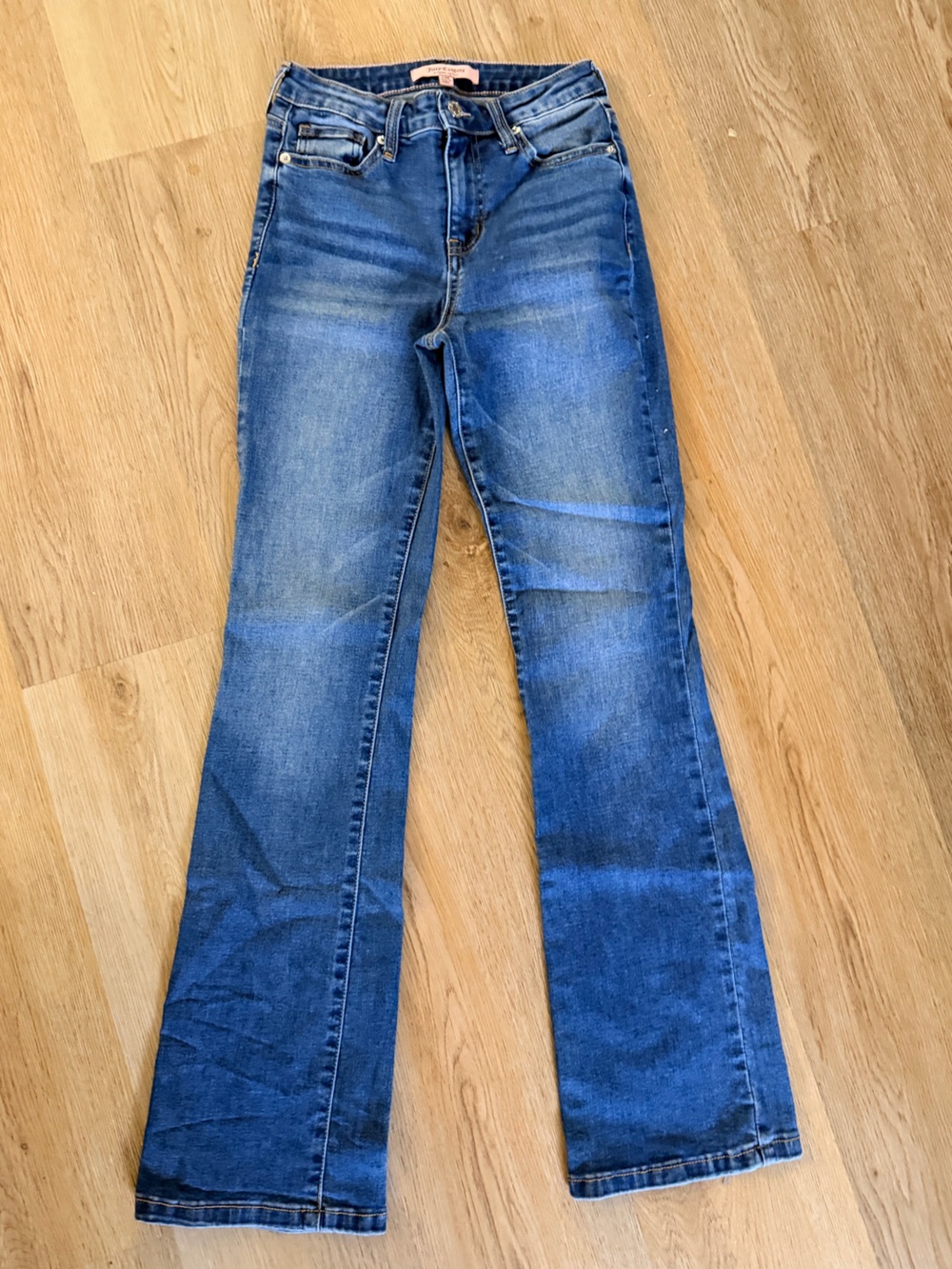 Juicy Couture Blue Bootcut Jeans with Rhinestone Back Pocket Script - Picture 2 of 5